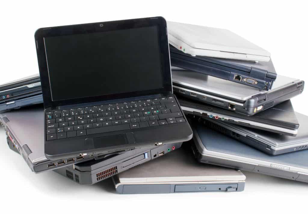 Pile of laptops ready to be erased